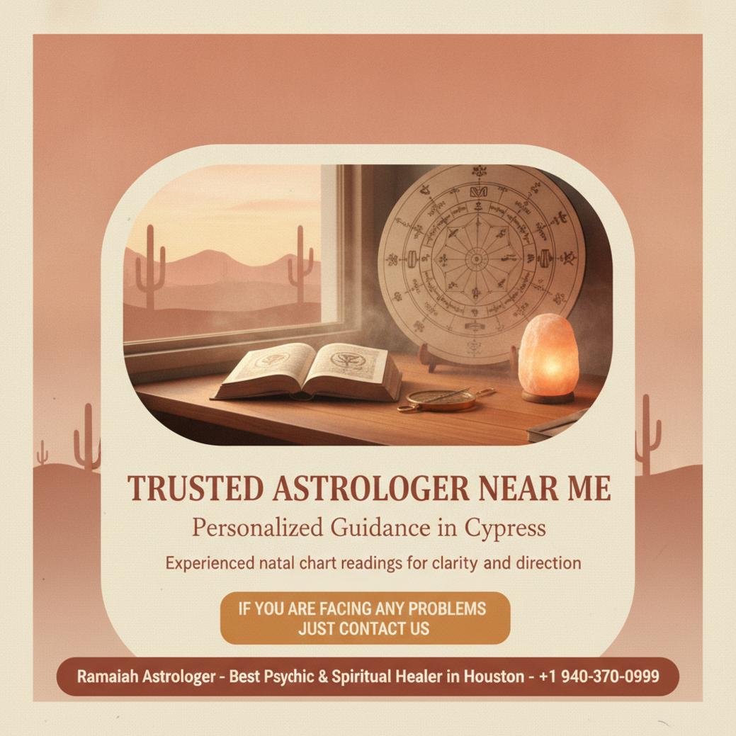 peaceful astrology reading setup with chart and books in Cypress Texas