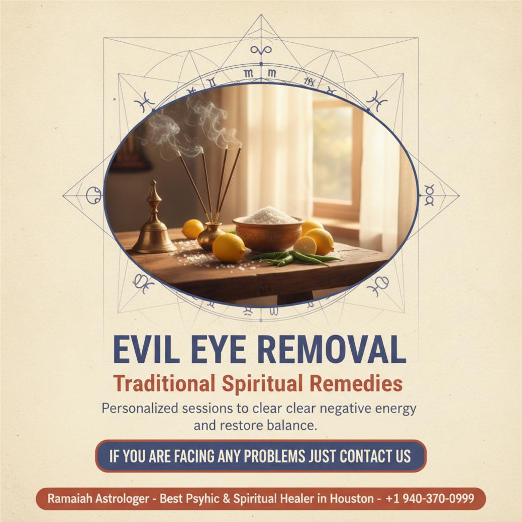 Calm spiritual healing setup for evil eye removal Houston Texas