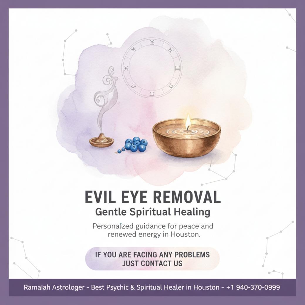 spiritual altar with incense and blue beads for evil eye removal in Houston