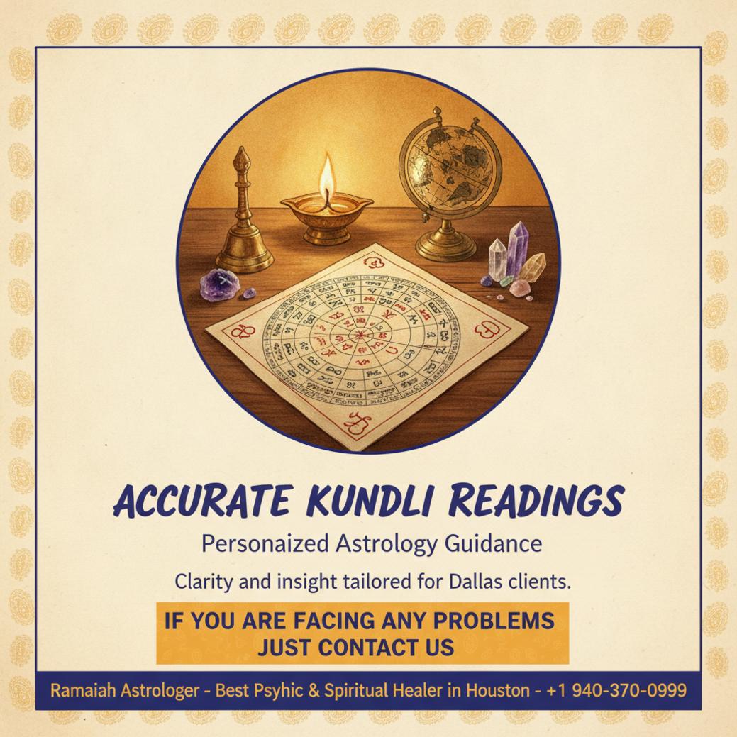 kundli reading chart on wooden table with candles in Dallas, TX