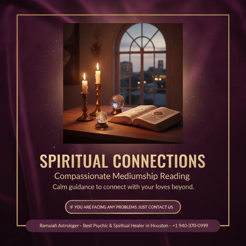 Mediumship reading calm spiritual setting Houston candles crystal ball