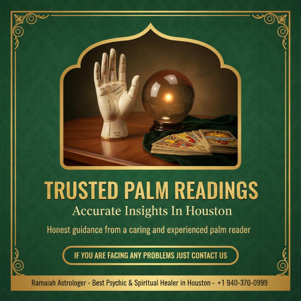 How Palm Reading Works — A Houston Astrologer Explains Palm reader palmistry hand model with crystal ball Houston TX