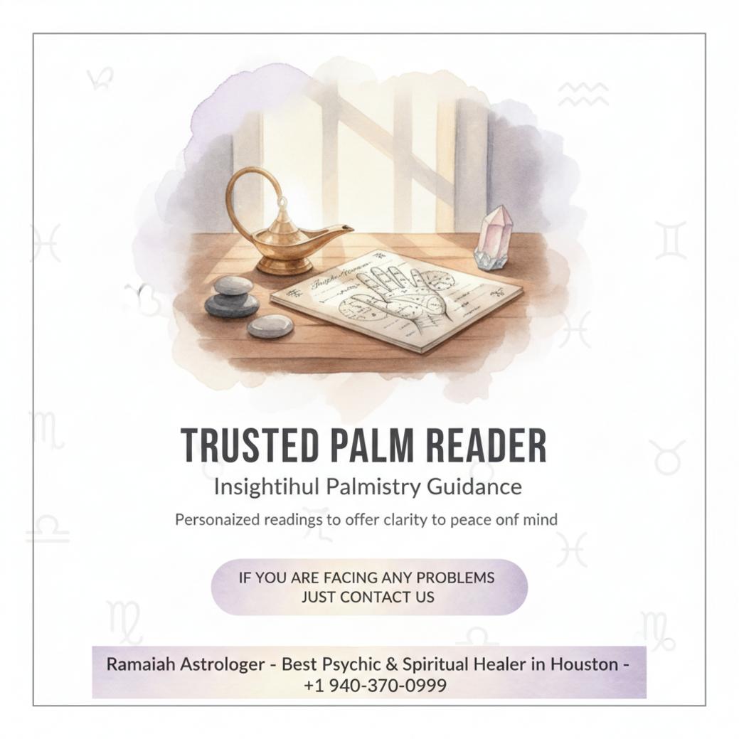 How a Palm Reader in Houston Can Guide Your Path Palmistry chart and stones on wooden table for palm reader houston session