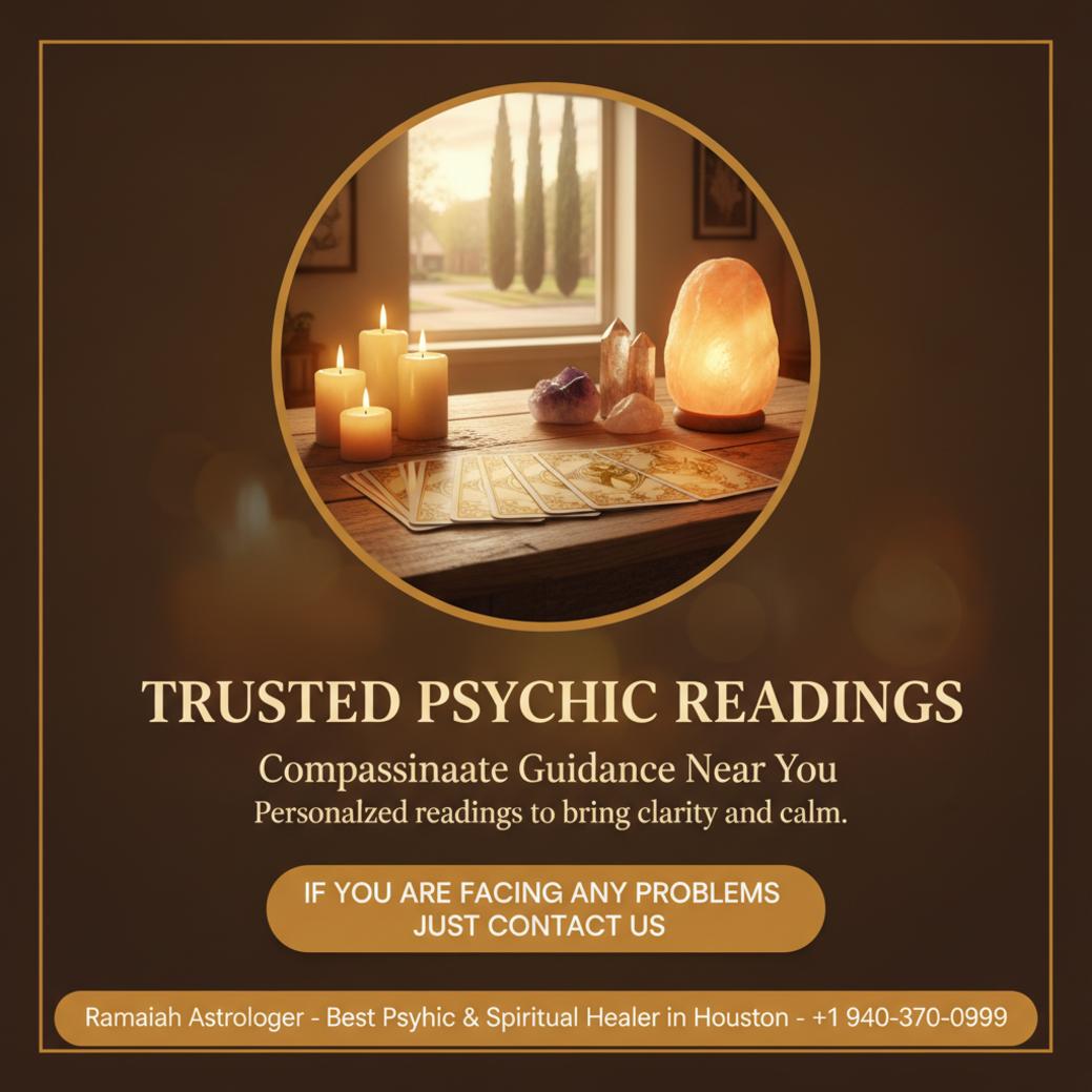 Psychic reading setup with candles and tarot cards near Cypress TX