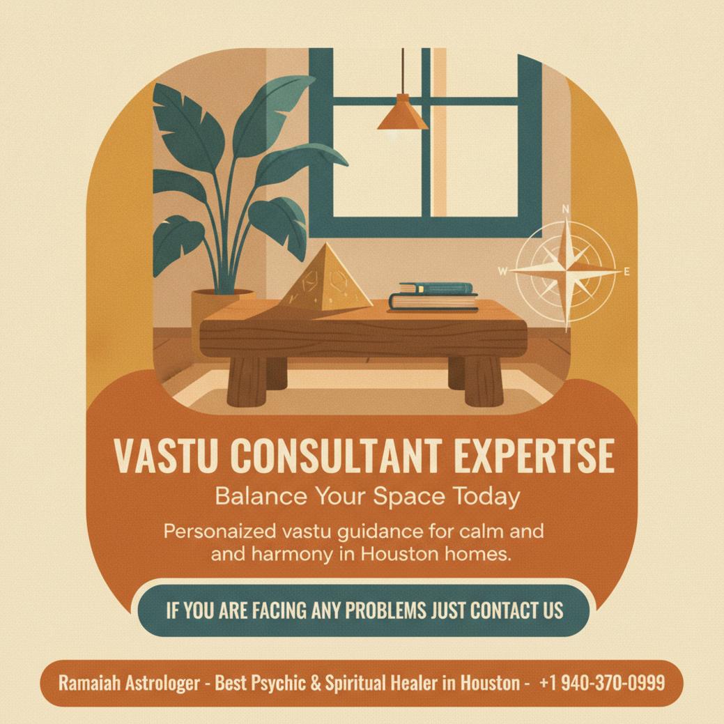 How a Vastu Consultant in Houston Can Bring Harmony to Your Home peaceful living room with vastu elements and soft natural light in Houston