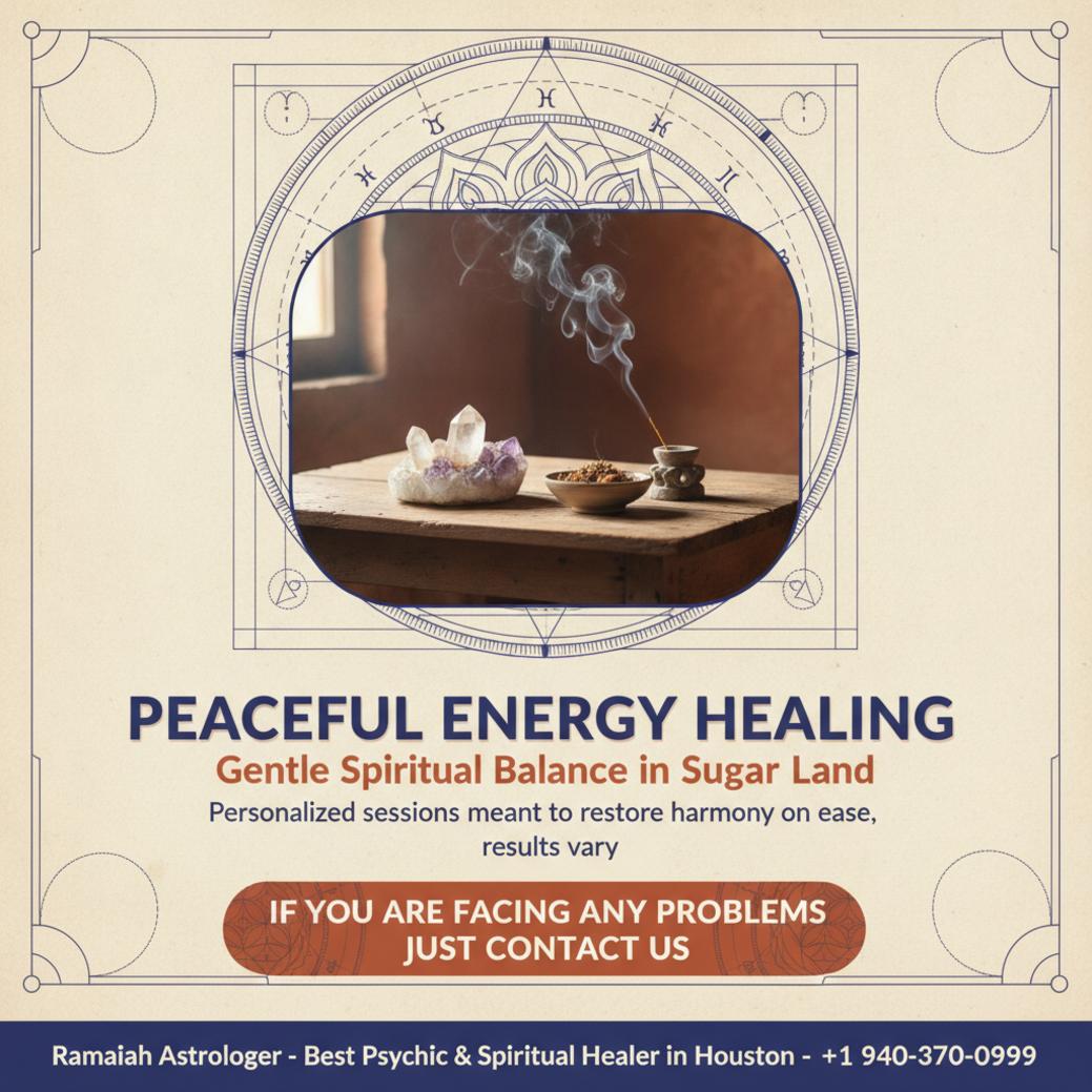 calm room with crystals and incense for energy healing in Sugar Land