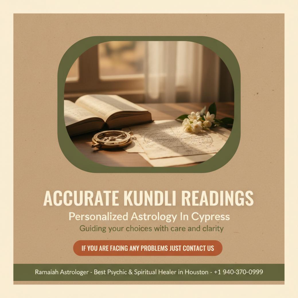 Kundli reading setup with birth chart and astrology tools in Cypress TX