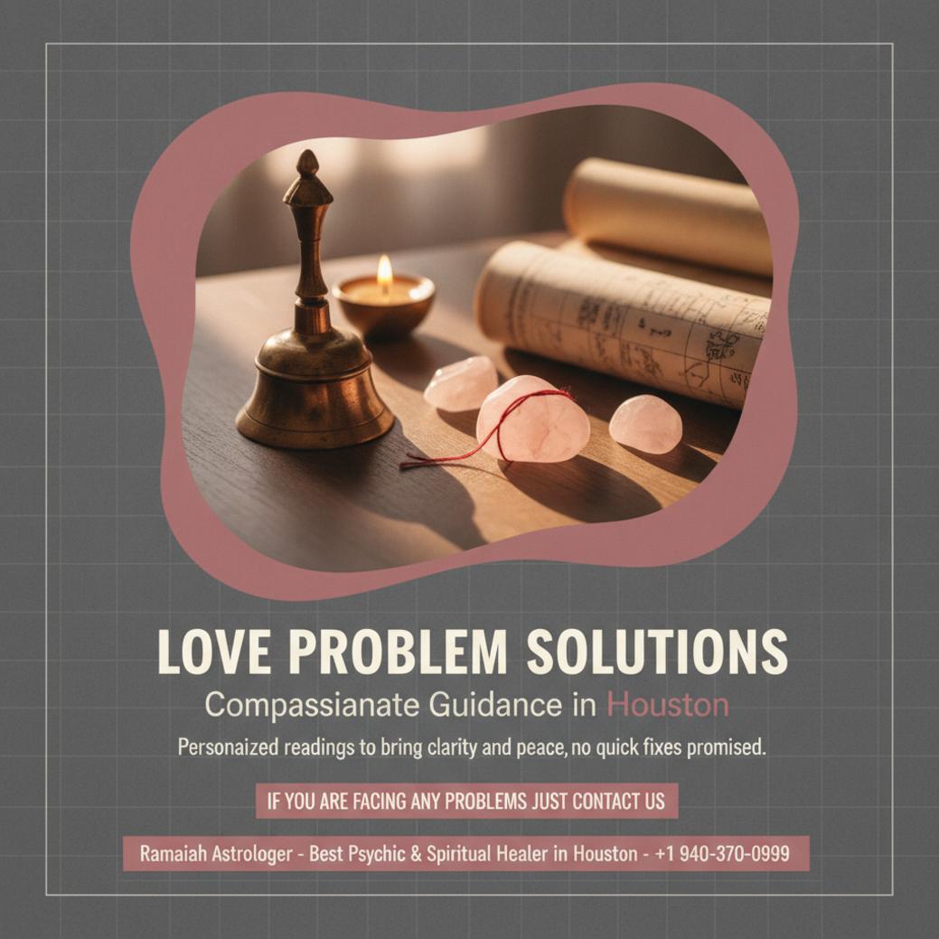 Love problem solution astrologer consultation tools Houston with warm lighting