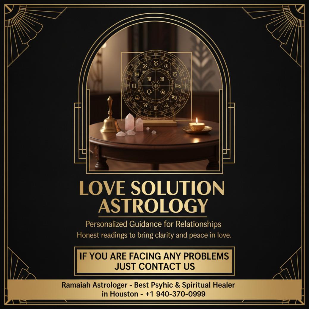 Vedic astrology chart with crystals and candle calm setting Houston love problem solution astrologer