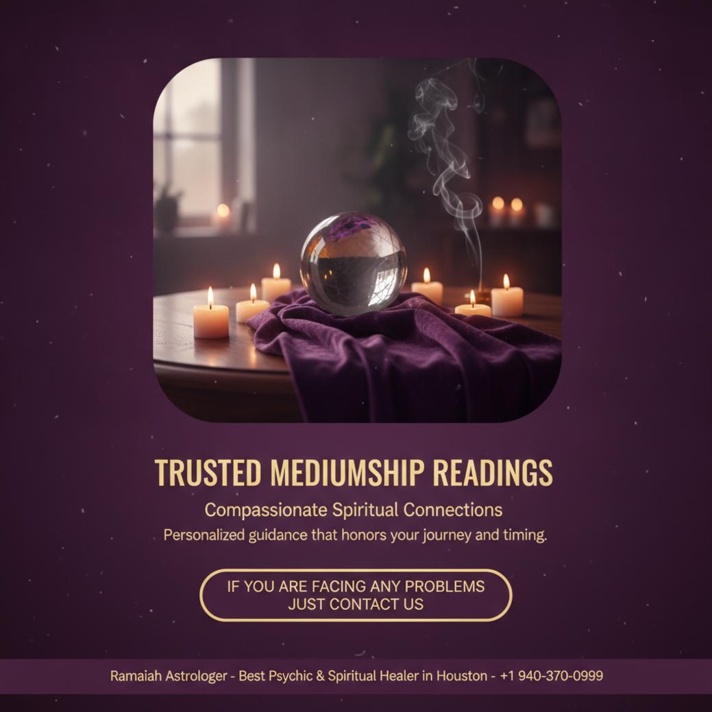 mediumship reading setup with candles and crystal ball in Dallas studio