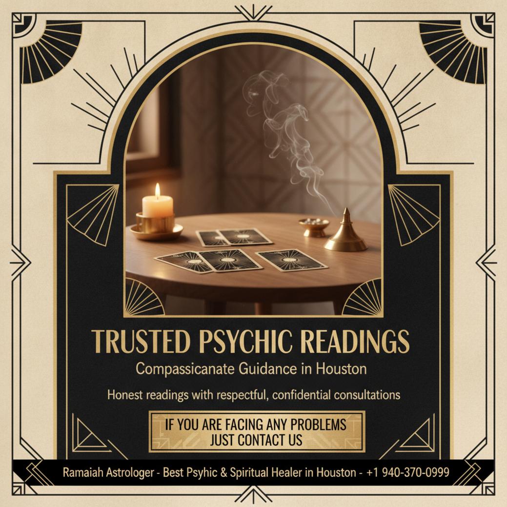 Calm tarot card reading scene for psychic in Houston, TX