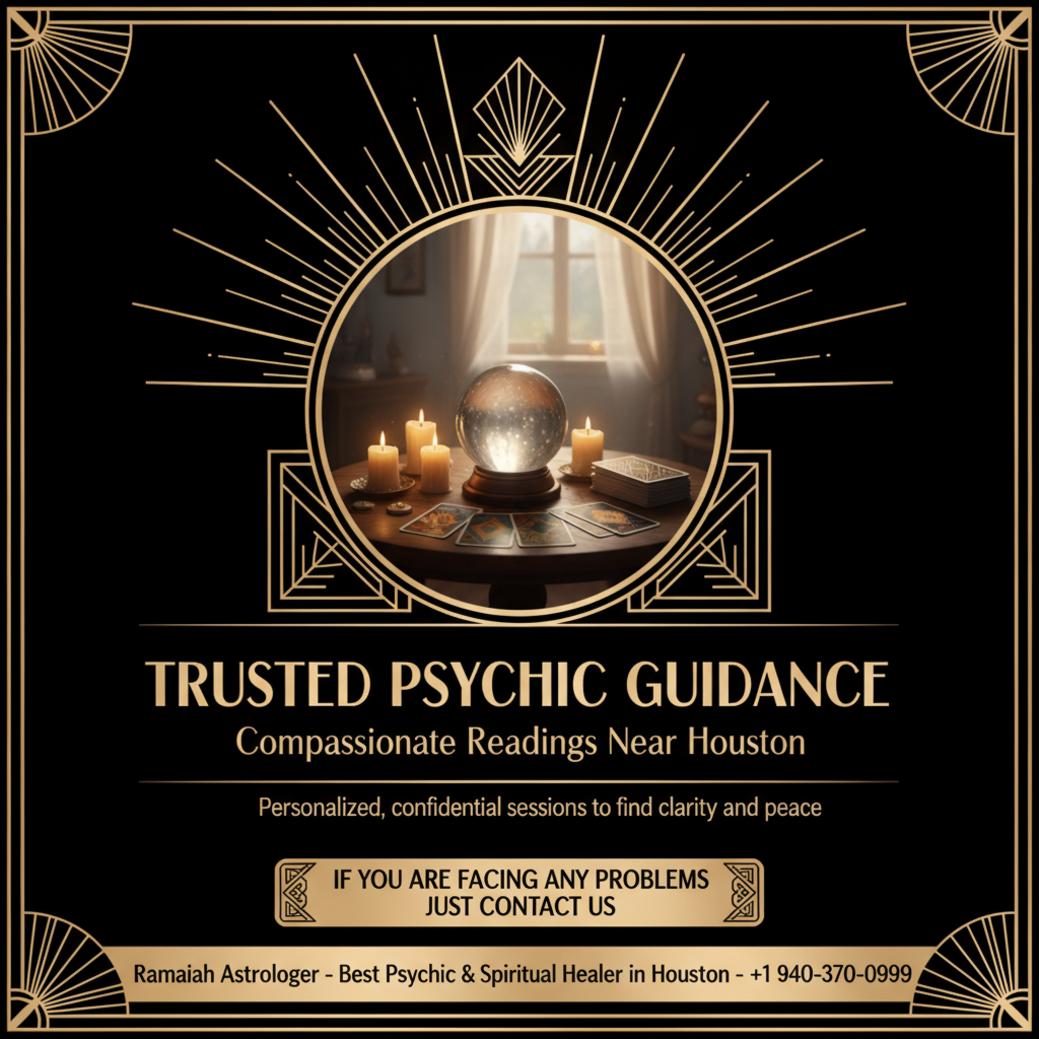 Calm psychic session setting with tarot cards and candles in Houston, Texas