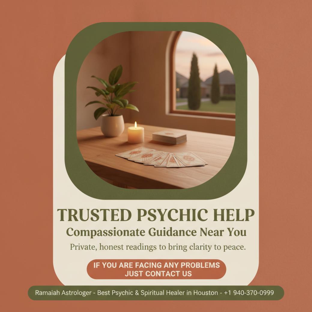 psychic near me reading setup with tarot cards and calming atmosphere in Cypress TX