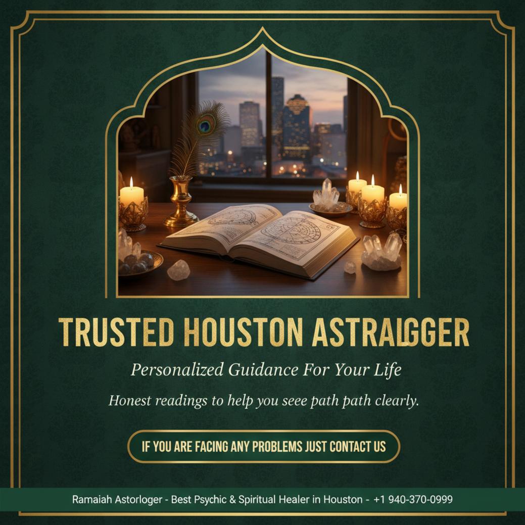 Open Vedic astrology chart book on wooden desk in Houston setting