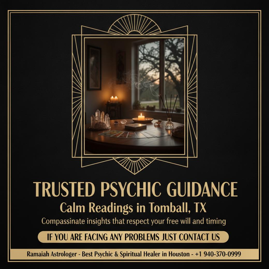 psychic in tomball consultation room with tarot cards and crystals
